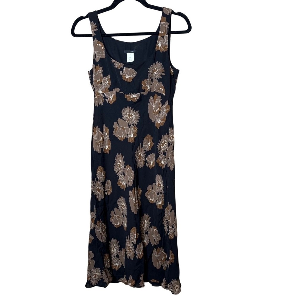 J.Crew Womens Size 2 100% Silk Floral Midi Dress VTG Y2K Romantic